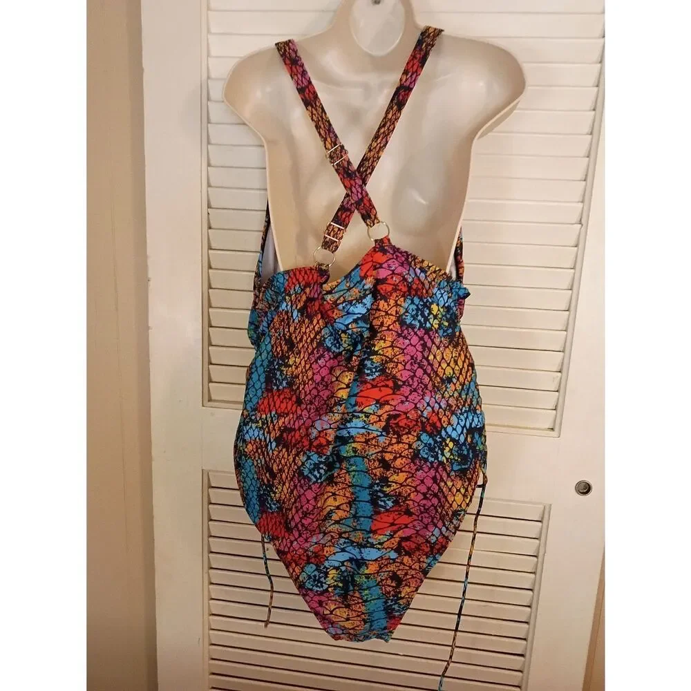 Plus-Size Multicolor Printed One-Piece Swimsuit